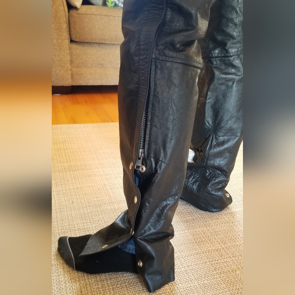 Motorcycle chaps leather riding pants - Picture 8 of 8